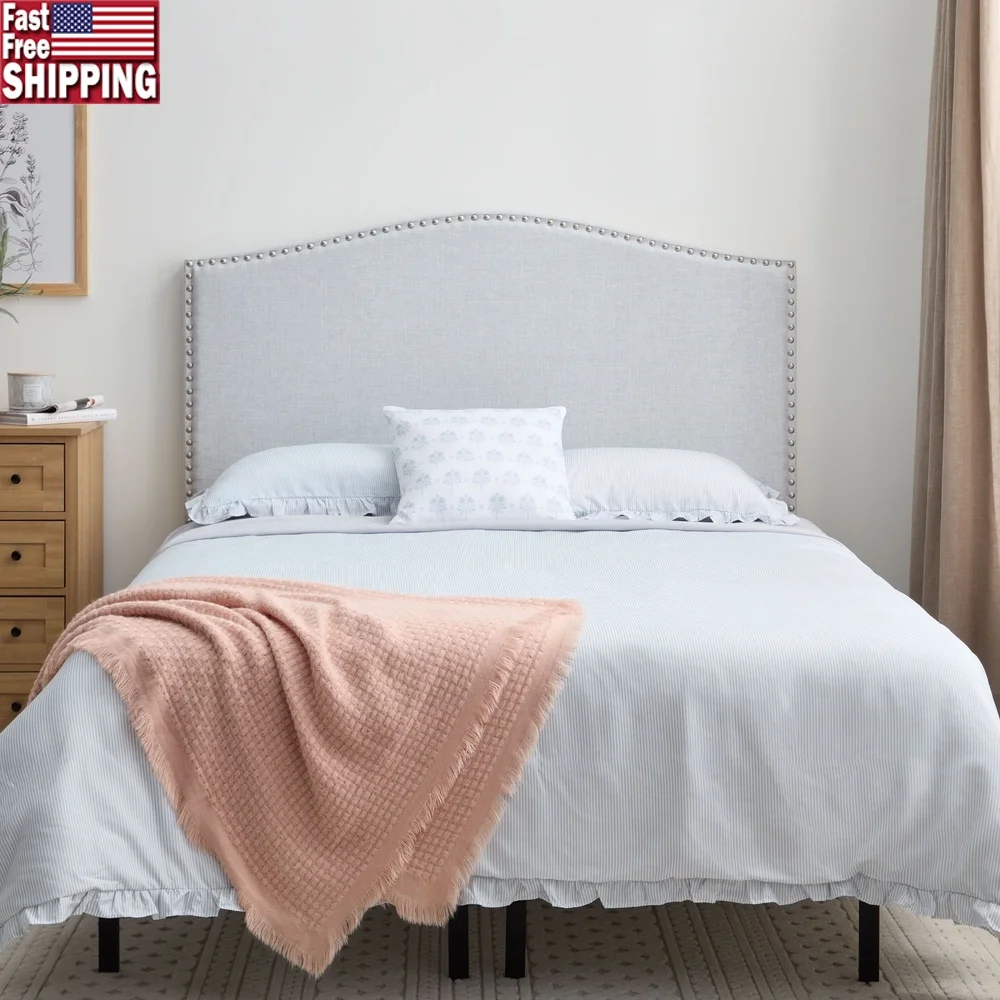 Curved Upholstered Headboard Queen with Nailhead Trim Durable Fabric Adjustable Height Easy Assembly Bedroom Furniture
Curved Upholstered Headboard Queen with Nailhead Trim Durable Fabric Adjustable Height Easy Assembly Bedroom Furniture