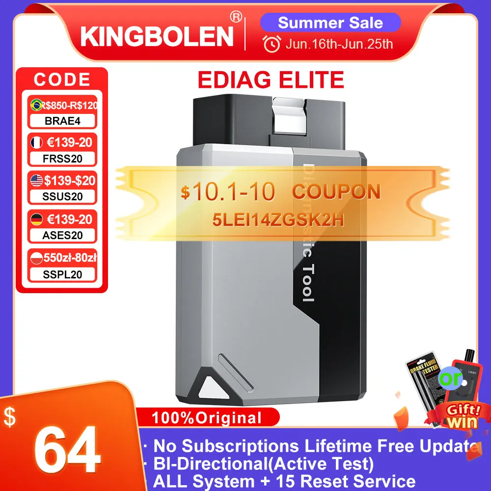 KINGBOLEN EDIAG ELITE OBD2 Scanner All System Car Diagnostic Tool CAN FD FCA Bt 15+ Reset Scan Tool Lifetime Free Update
KINGBOLEN EDIAG ELITE OBD2 Scanner All System Car Diagnostic Tool CAN FD FCA Bt 15+ Reset Scan Tool Lifetime Free Update
