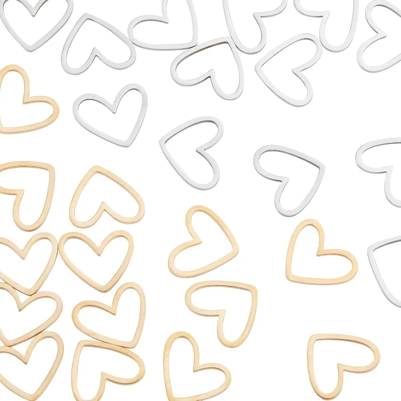 Heart Linking Rings Hollow Heart Connector Findings Gold Plated Open Bezel Connectors Stainless Steel Heart Pendants for DIY
Heart Linking Rings Hollow Heart Connector Findings Gold Plated Open Bezel Connectors Stainless Steel Heart Pendants for DIY