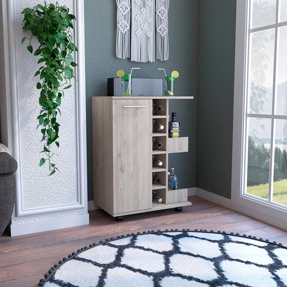 Bar Cart, Two External Shelves, Four Casters, Six Built-in Wine Rack, Single Door Cabinet -Light Gray Shoe Rack
Bar Cart, Two External Shelves, Four Casters, Six Built-in Wine Rack, Single Door Cabinet -Light Gray Shoe Rack