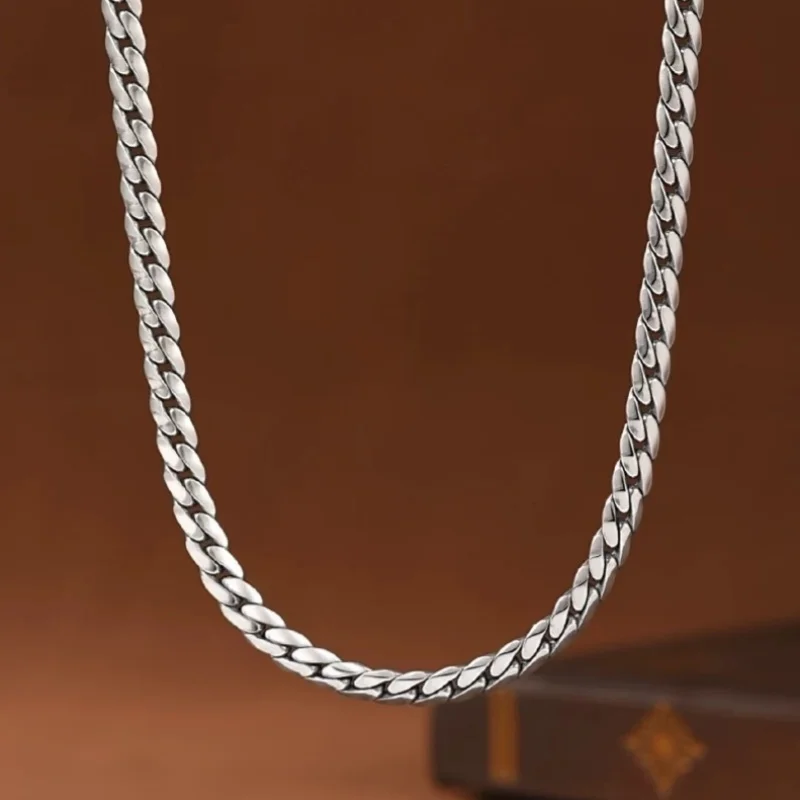 925 Sterling Silver 5MM Cuban Chain Necklaces For Men Trendy Rock Punk Hip-hop Franco Link Chains Necklace 45/50/55/60/65/70CM
925 Sterling Silver 5MM Cuban Chain Necklaces For Men Trendy Rock Punk Hip-hop Franco Link Chains Necklace 45/50/55/60/65/70CM