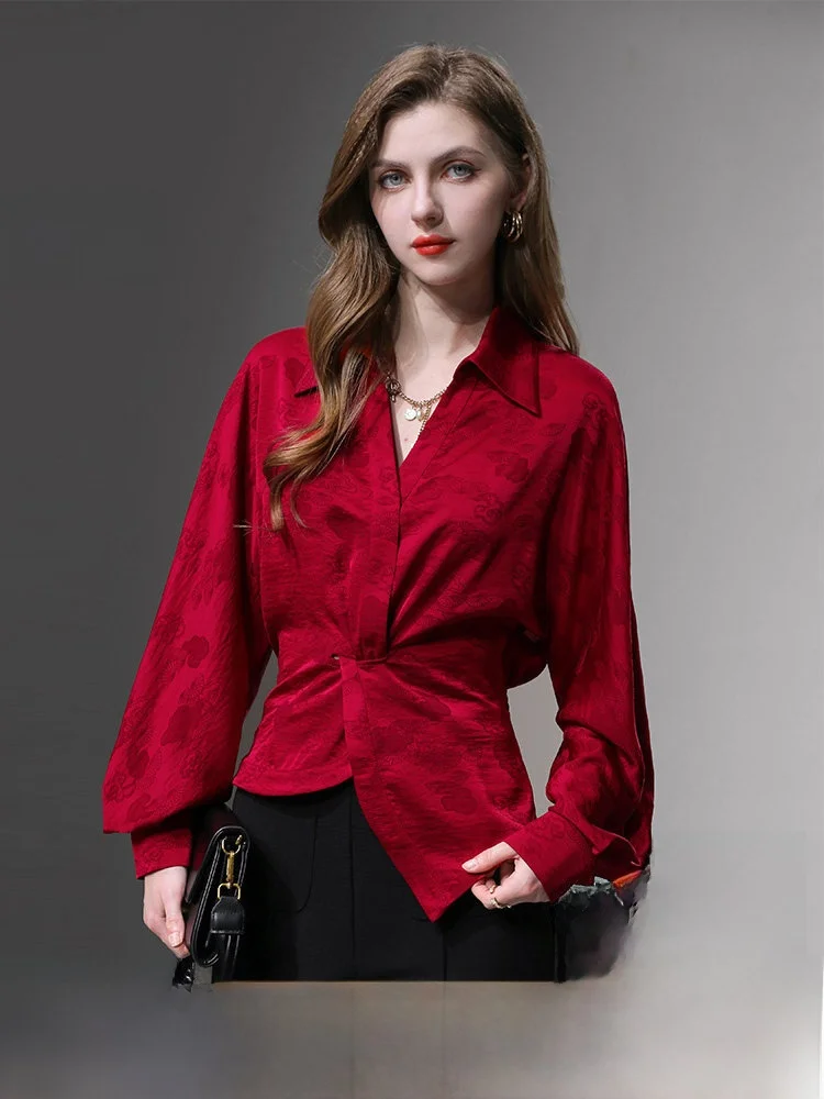 Retro V-ne Lantern Sve Waist-cinching Design Knot Embroidered Satin Women's irt Casual Loose Long Sve Button-down
Retro V-ne Lantern Sve Waist-cinching Design Knot Embroidered Satin Women's irt Casual Loose Long Sve Button-down