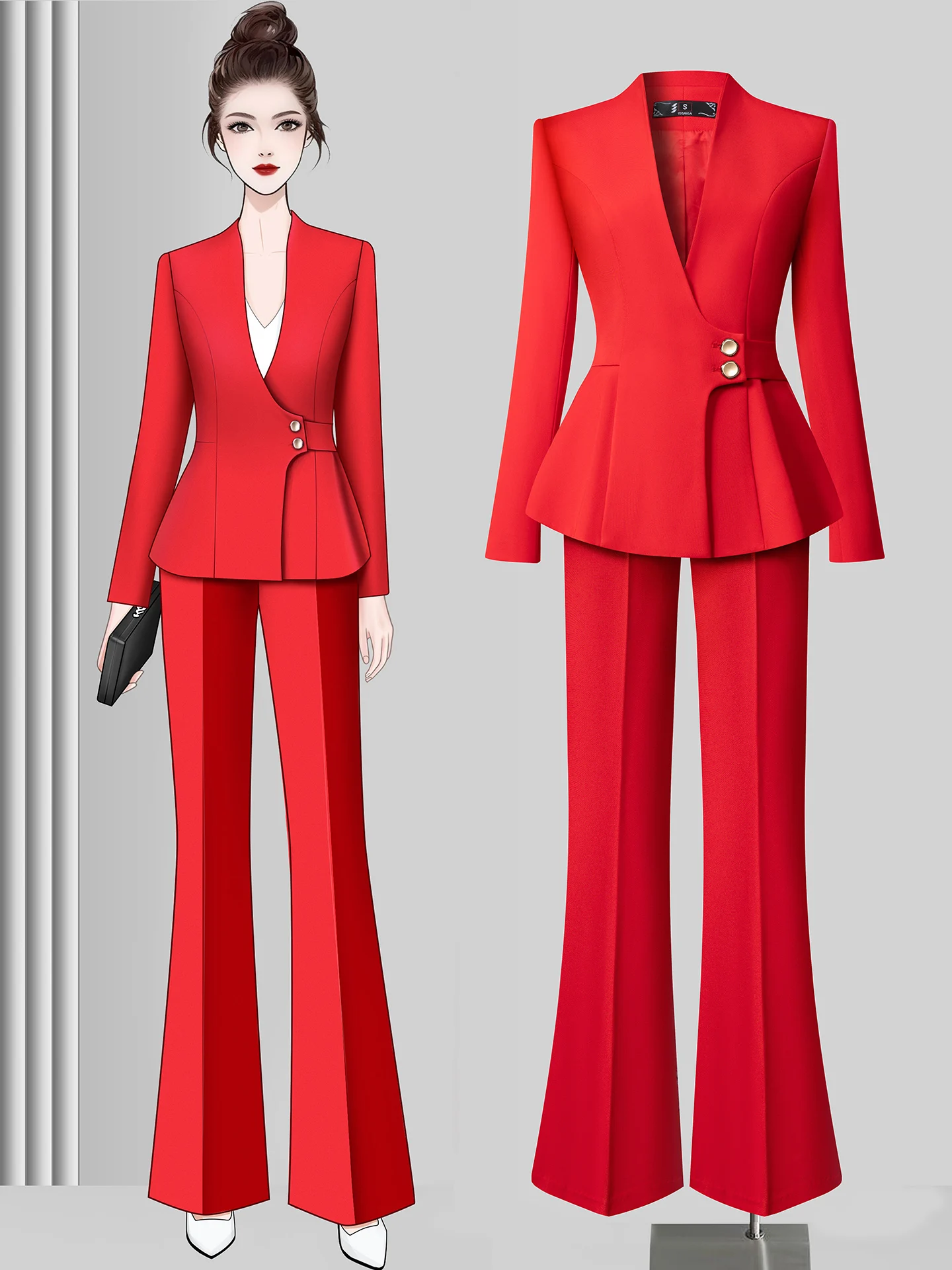 Red Suit Jacket Women's 2026 New Spring Host Outfit High-end Professional Ladies' Suit Set Slim Fit Polyester Fiber Long Sleeve
Red Suit Jacket Women's 2026 New Spring Host Outfit High-end Professional Ladies' Suit Set Slim Fit Polyester Fiber Long Sleeve