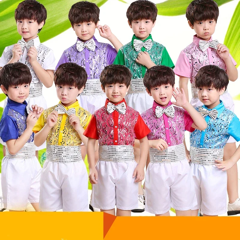Children's jazz dance ballet Latin dance chorus costume boy costume primary school children's host costume
Children's jazz dance ballet Latin dance chorus costume boy costume primary school children's host costume