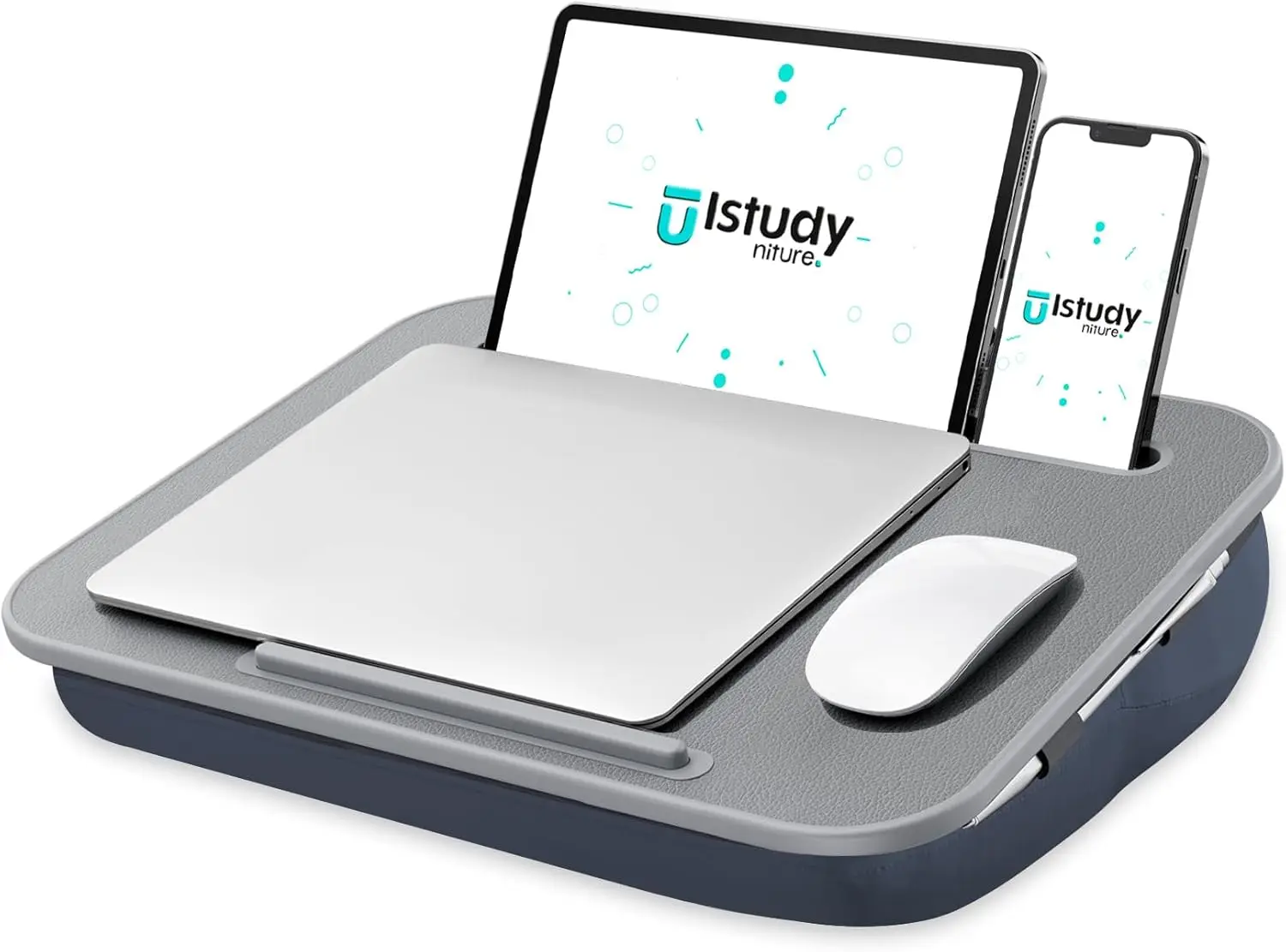 Portable Lap Desk with Cushion, Fits 15.6" Laptop, Stand with Device Ledge and Phone Holder for Home Office (Grey, Small)
Portable Lap Desk with Cushion, Fits 15.6" Laptop, Stand with Device Ledge and Phone Holder for Home Office (Grey, Small)