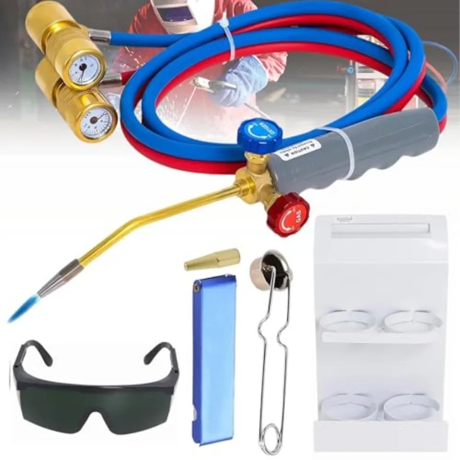Brazing Torch Kit Compatible with MAPP Cutting Torch Propane Update Brass Pressure Meter with Portable Cylinder Metal Stand for
Brazing Torch Kit Compatible with MAPP Cutting Torch Propane Update Brass Pressure Meter with Portable Cylinder Metal Stand for