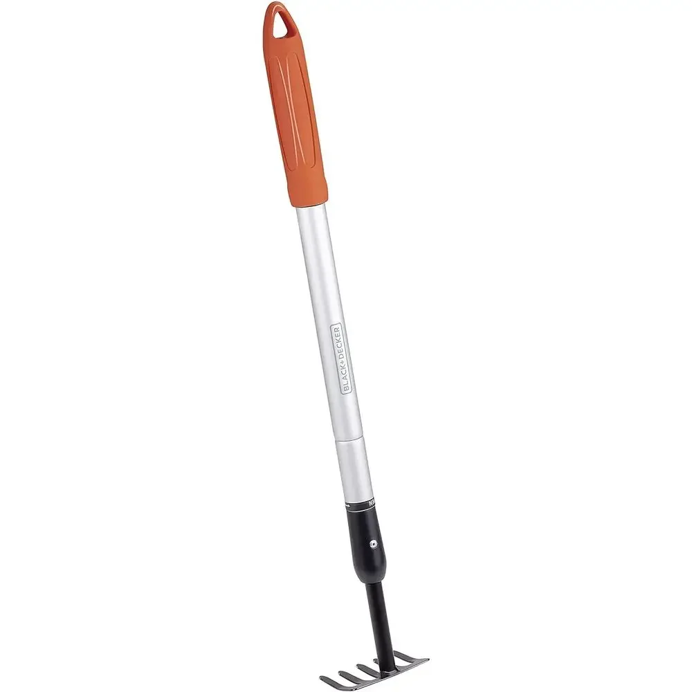 5-Tooth Garden Rake - Telescoping 66-100 cm - Carbon Steel, Fiberglass, PVC - Orange/Black, Silver, Orange.
5-Tooth Garden Rake - Telescoping 66-100 cm - Carbon Steel, Fiberglass, PVC - Orange/Black, Silver, Orange.