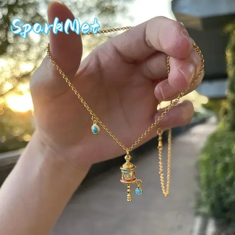 Ожерелье Sparkmet в тибетском этническом стиле, 9999 пробы, из настоящего золота 24K, с эмалью, для женщин, в стиле ретро, с подвеской в виде искусственной зеленой сосны, C
Ожерелье Sparkmet в тибетском этническом стиле, 9999 пробы, из настоящего золота 24K, с эмалью, для женщин, в стиле ретро, с подвеской в виде искусственной зеленой сосны, C