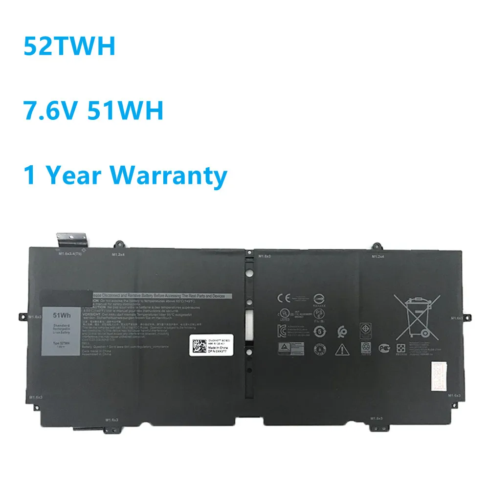52TWH 7.6V 51WH Laptop Battery For DELL XPS 13 7390 2-in-1 Series Notebook P103G P103G001 P103G002 MM6M8 0MM6M8 XX3T7 6710mAh
52TWH 7.6V 51WH Laptop Battery For DELL XPS 13 7390 2-in-1 Series Notebook P103G P103G001 P103G002 MM6M8 0MM6M8 XX3T7 6710mAh