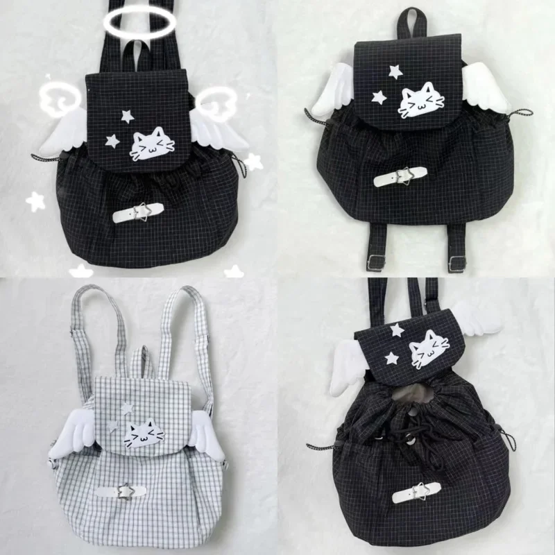 Back To School Y2K Embroidery Cat Backpacks Grid Star Wing Backpacks Versatile Symbol Drawstring Rope Large Capacity Backpacks
Back To School Y2K Embroidery Cat Backpacks Grid Star Wing Backpacks Versatile Symbol Drawstring Rope Large Capacity Backpacks