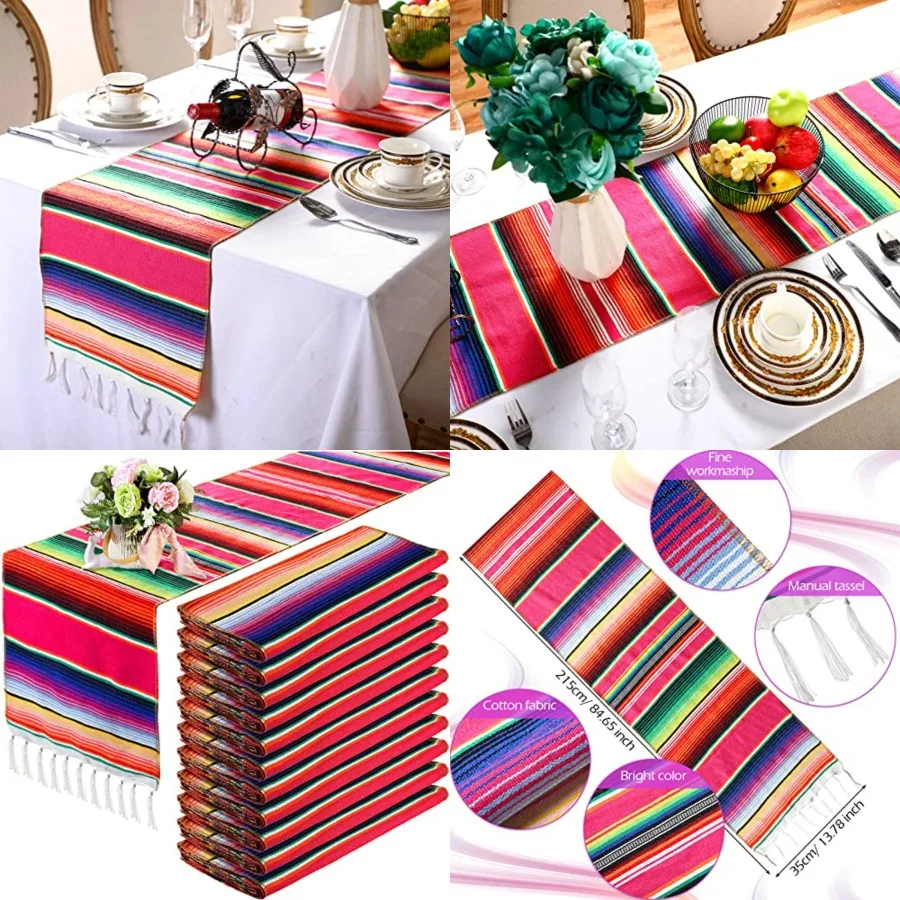 Pcs Mexican Table Runners 4 x 84 Inch Mexican Serape Table Runner Decor Blanket Fringe Cotton Table Runner Decoration for Cinco
Pcs Mexican Table Runners 4 x 84 Inch Mexican Serape Table Runner Decor Blanket Fringe Cotton Table Runner Decoration for Cinco