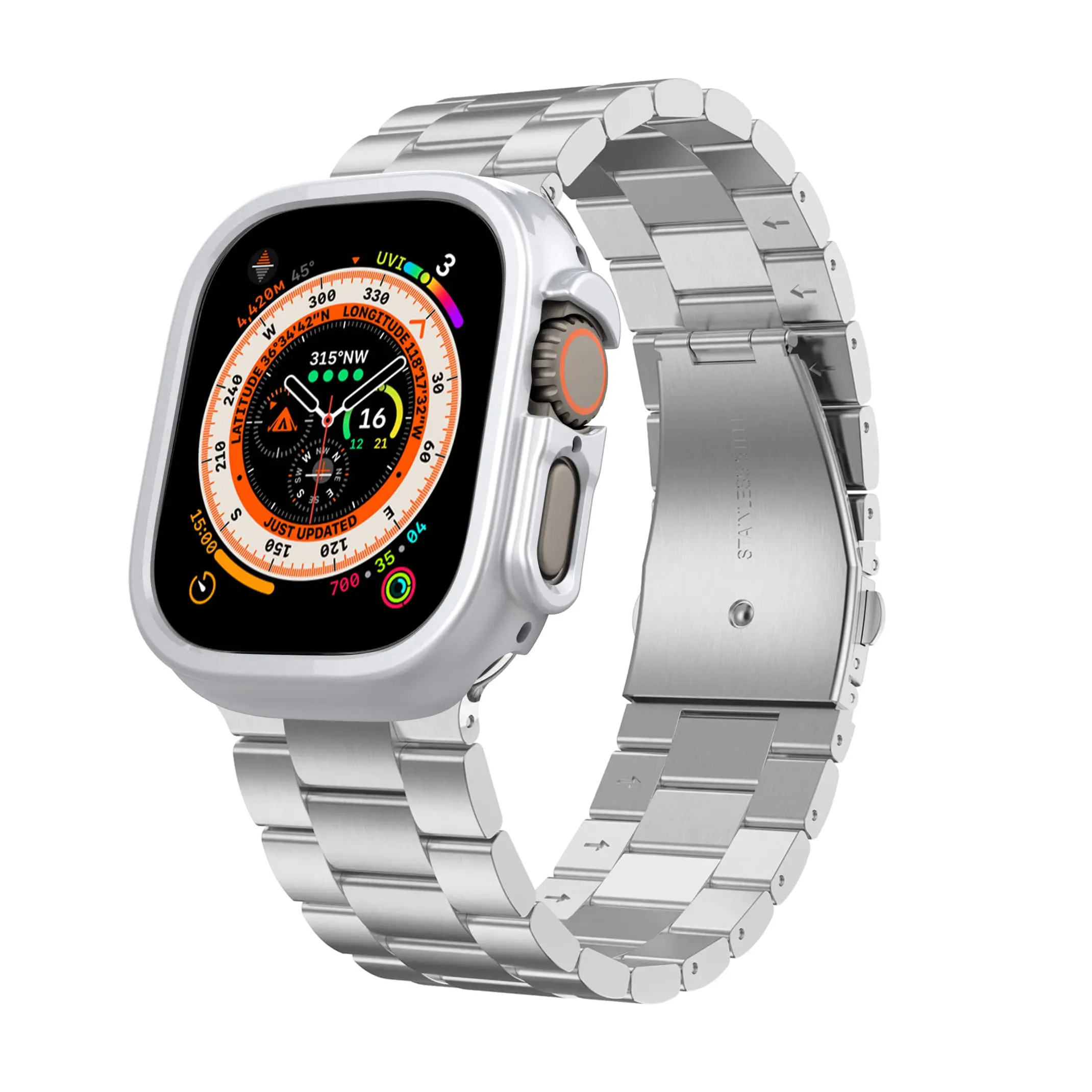 Case+Strap For Apple Watch Band 49mm PC cover Rugged bumper+Stainless Steel watchband correa blacelet belt iwatch band Ultra 49
Case+Strap For Apple Watch Band 49mm PC cover Rugged bumper+Stainless Steel watchband correa blacelet belt iwatch band Ultra 49