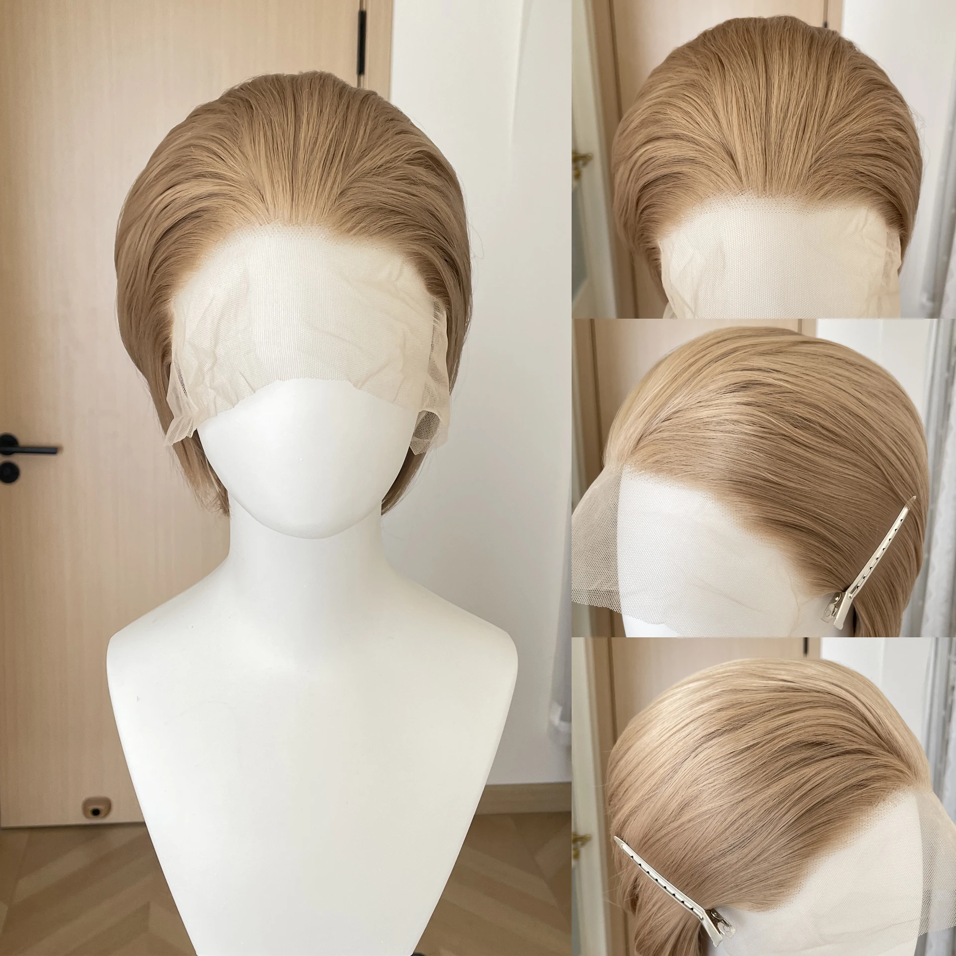 Honey Blonde Short Bob Cut 13X4 Lace Front Wigs for Women Pixie Synthetic Hair Glueless Wigs Half Hand Tied Free Part Natural
Honey Blonde Short Bob Cut 13X4 Lace Front Wigs for Women Pixie Synthetic Hair Glueless Wigs Half Hand Tied Free Part Natural