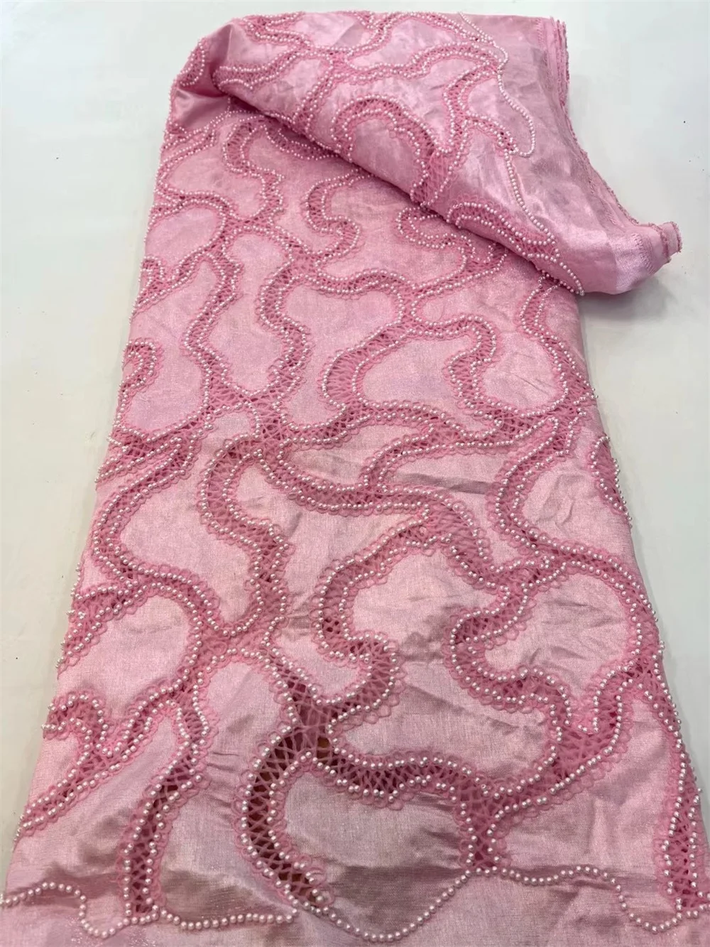 New African Beads Lace Fabric 2025 High Quality Material Nigerian Pink Cord Lace Fabric for Party Dress Sewing Material Q467 -1
New African Beads Lace Fabric 2025 High Quality Material Nigerian Pink Cord Lace Fabric for Party Dress Sewing Material Q467 -1