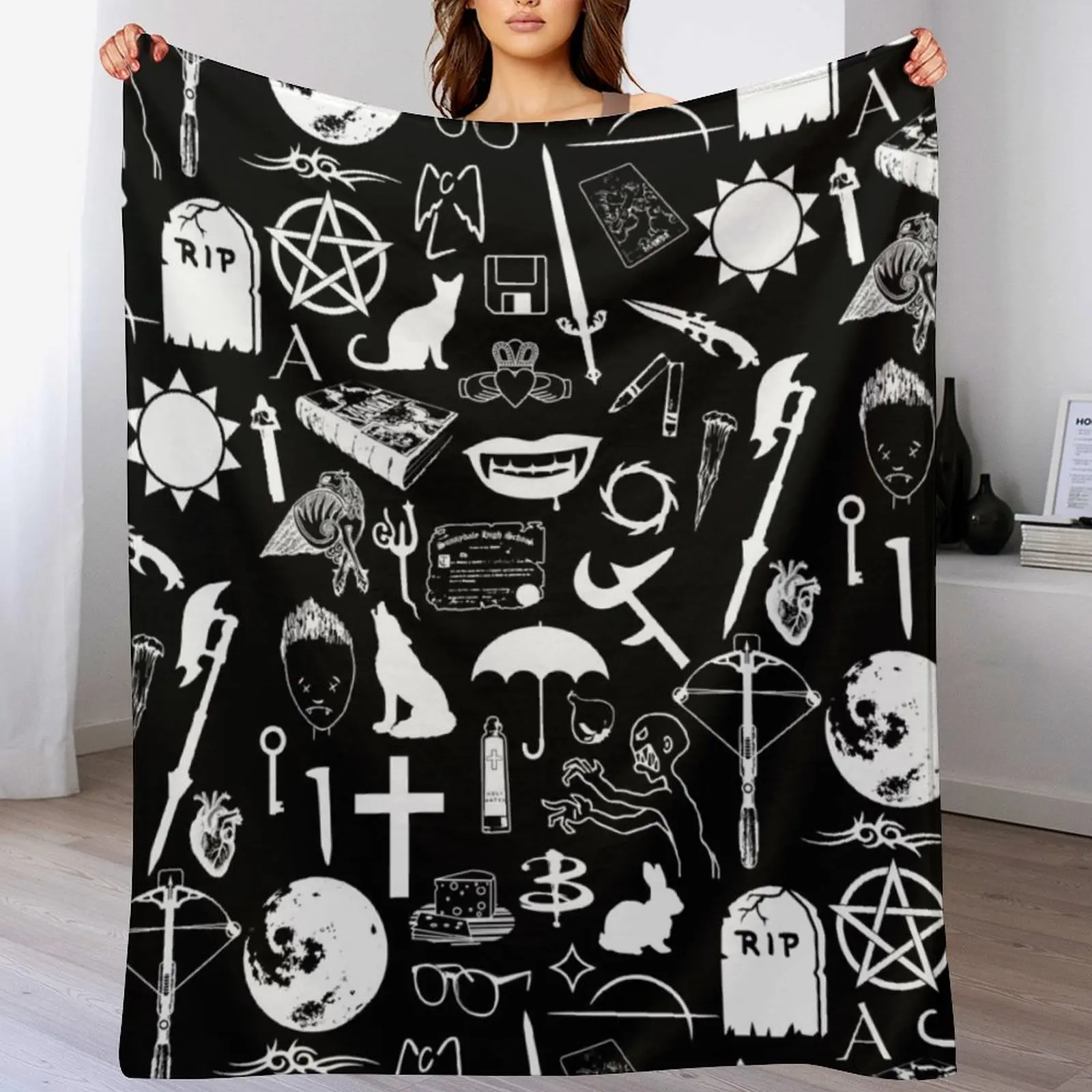 Buffy Symbology, White Throw Blanket Faux Fur Soft Warm Blanket for Bed
Buffy Symbology, White Throw Blanket Faux Fur Soft Warm Blanket for Bed