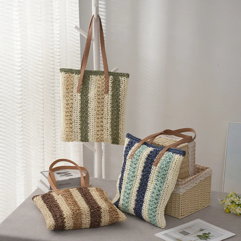 2024 New Woven Stripe Grass Woven Bag Fashion and Simplicity Handbag Leisure Hollow Women's Large Capacity Bag
2024 New Woven Stripe Grass Woven Bag Fashion and Simplicity Handbag Leisure Hollow Women's Large Capacity Bag