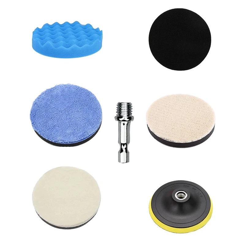 5 Inch Wool Polishing Buffing Pads Kit, 7 Pcs Waxing Buffing Polishing Sponge With M14 Drill Adapter
5 Inch Wool Polishing Buffing Pads Kit, 7 Pcs Waxing Buffing Polishing Sponge With M14 Drill Adapter