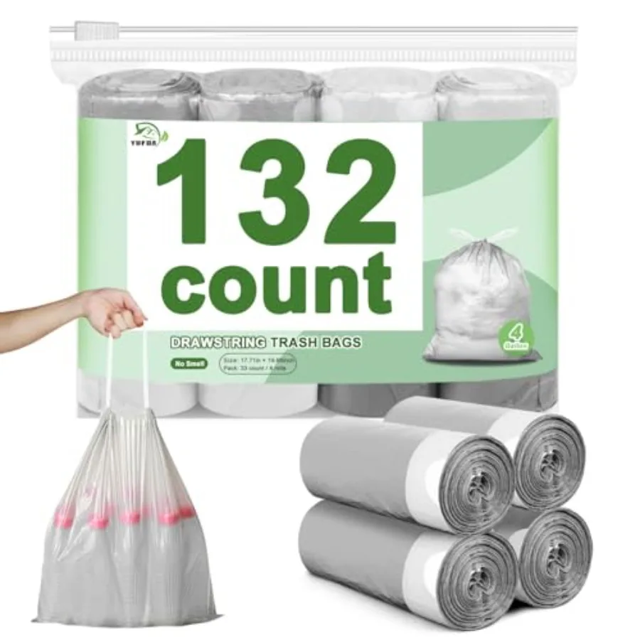 132 Count-Small Trash Bags, 4 Gallon Trash Bag Drawstring, White Bathroom Garbage Bags, Tear-Free Garbage Bags, Plastic Wasteba
132 Count-Small Trash Bags, 4 Gallon Trash Bag Drawstring, White Bathroom Garbage Bags, Tear-Free Garbage Bags, Plastic Wasteba