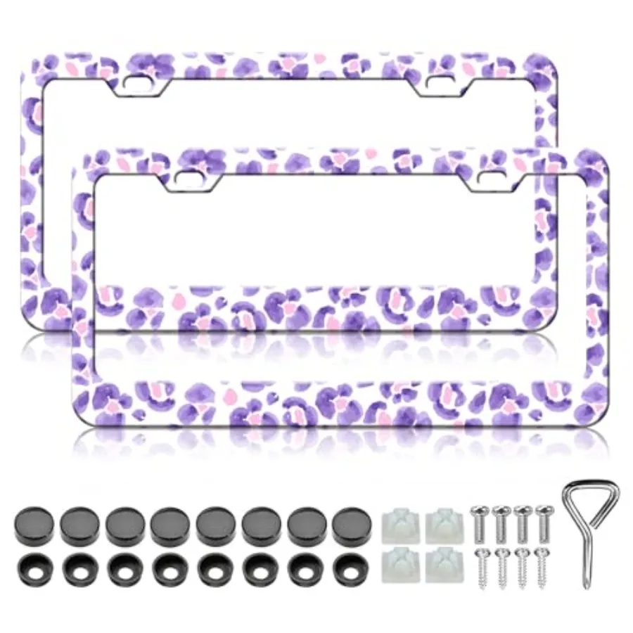 Purple Leopard Print License Plate Frames - 2 Pack Cute Animal Cheetah Print License Plate Holder, Aluminum Metal Rust-Proof Wa
Purple Leopard Print License Plate Frames - 2 Pack Cute Animal Cheetah Print License Plate Holder, Aluminum Metal Rust-Proof Wa