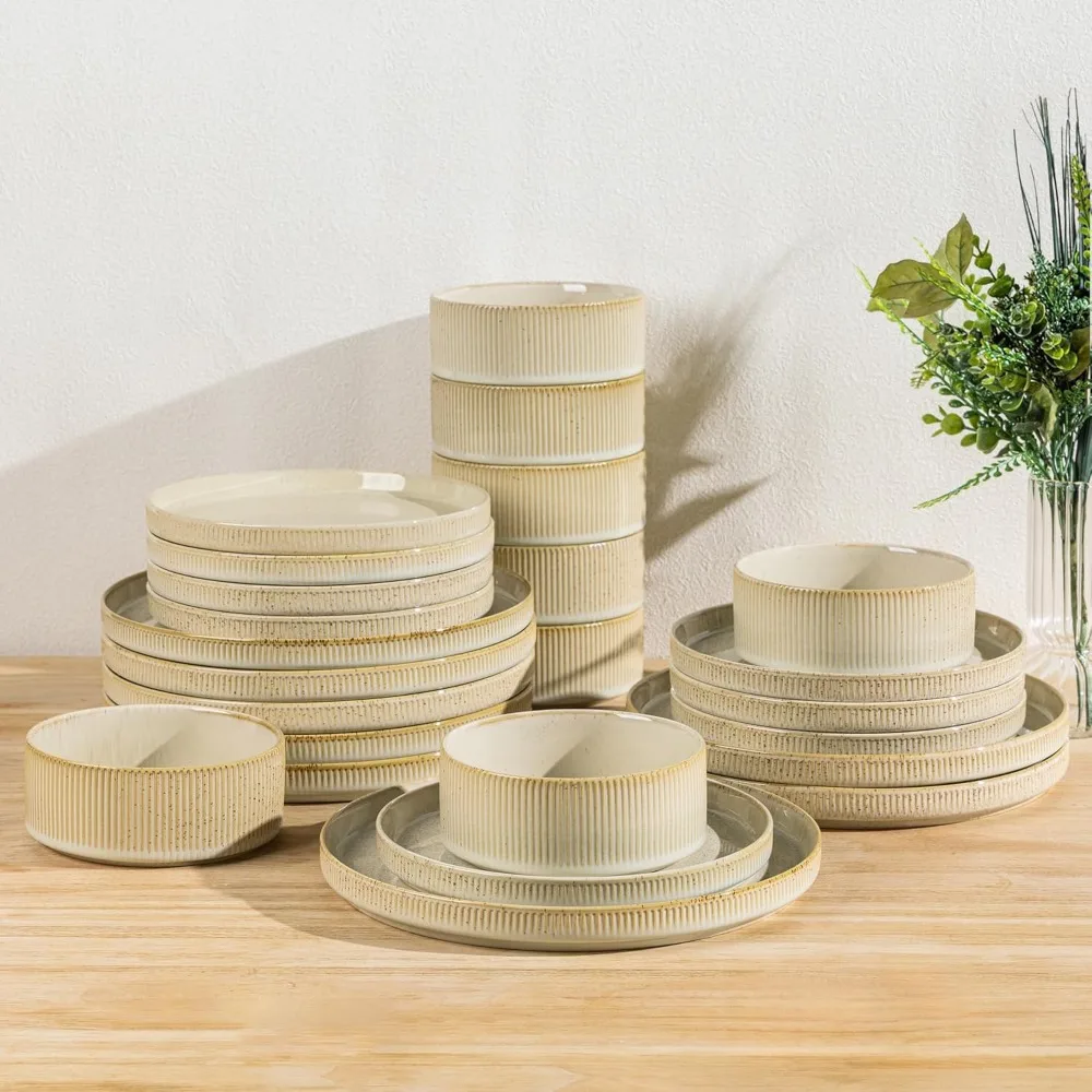 Terra Ceramic 8-Person Dinnerware Set: 24-Piece Porcelain Plate and Bowl Collection, Durable and Lightweight, Oven-Safe
Terra Ceramic 8-Person Dinnerware Set: 24-Piece Porcelain Plate and Bowl Collection, Durable and Lightweight, Oven-Safe