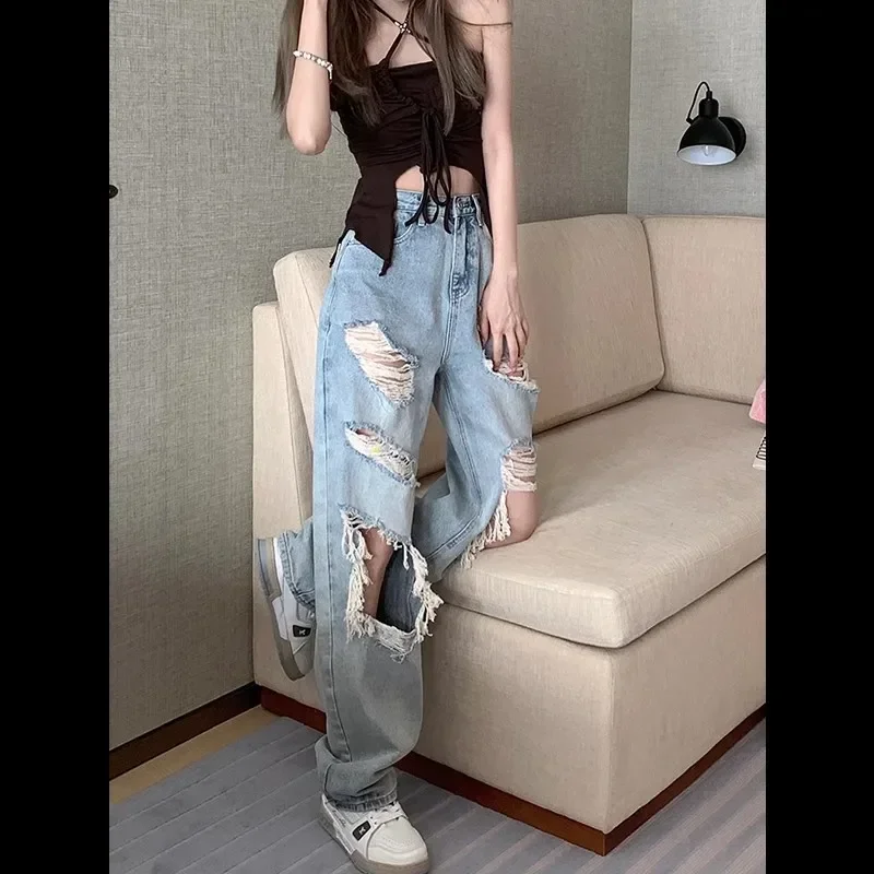 American Style High-Waisted Straight-Leg Sensibility Casual Jeans New Summer Collection Thin Damaged Denim Bell Bottoms
American Style High-Waisted Straight-Leg Sensibility Casual Jeans New Summer Collection Thin Damaged Denim Bell Bottoms