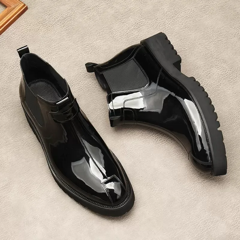 2022 Platform Ankle Boots Man Fashion Brand Chelsea Boots Men Winter Shoes Genuine Leather Black Slip On Luxury Man Dress Boots
2022 Platform Ankle Boots Man Fashion Brand Chelsea Boots Men Winter Shoes Genuine Leather Black Slip On Luxury Man Dress Boots