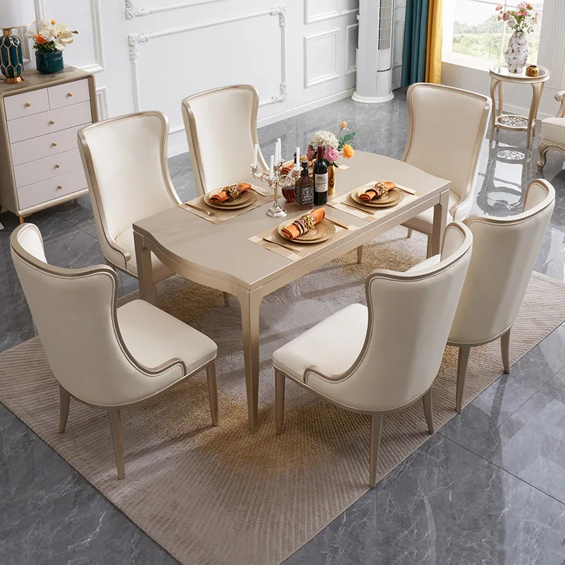 Customizable American light luxury dining table and chair combination long dining table household solid wood dining table
Customizable American light luxury dining table and chair combination long dining table household solid wood dining table