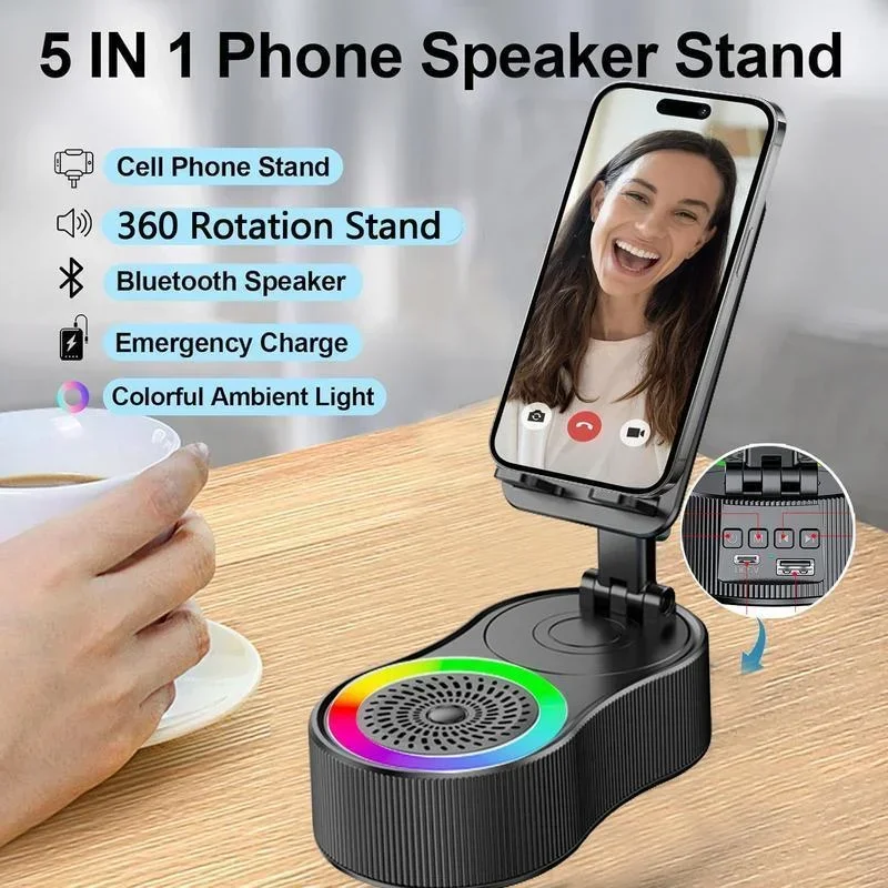 360°rotatable Adjustable FoldingLift-non-slip Phone Holder Wireless Speaker with Colorful Ambient Light 5.3 HDSurround Subwoofer
360°rotatable Adjustable FoldingLift-non-slip Phone Holder Wireless Speaker with Colorful Ambient Light 5.3 HDSurround Subwoofer