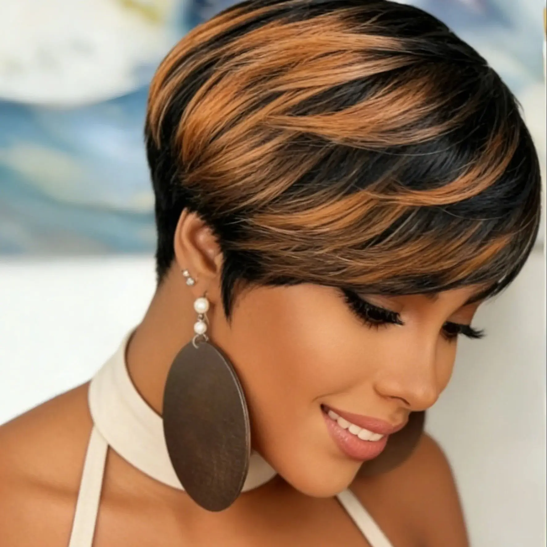 Короткий прямой парик-пикси с эффектом омбре 1B/30, из натуральных волос, с челкой, плотность 150%, полностью машинной работы, для женщин
Короткий прямой парик-пикси с эффектом омбре 1B/30, из натуральных волос, с челкой, плотность 150%, полностью машинной работы, для женщин