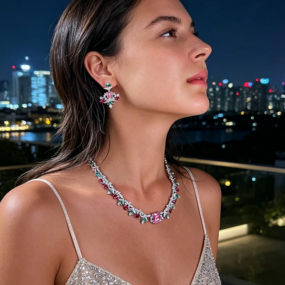 French Vintage Cubic Zirconia Necklace Earring Set Elegant Jewelry for Wedding Banquet Women Charm Choker Chain Collar Gifts
French Vintage Cubic Zirconia Necklace Earring Set Elegant Jewelry for Wedding Banquet Women Charm Choker Chain Collar Gifts
