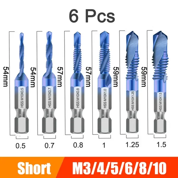 Сверла-метчиковерты M3-M10 HSS для снятия заусенцев, метрические, из быстрорежущей стали, с быстросменным шестигранным хвостовиком 1/4 дюйма, для деревообработки
Сверла-метчиковерты M3-M10 HSS для снятия заусенцев, метрические, из быстрорежущей стали, с быстросменным шестигранным хвостовиком 1/4 дюйма, для деревообработки