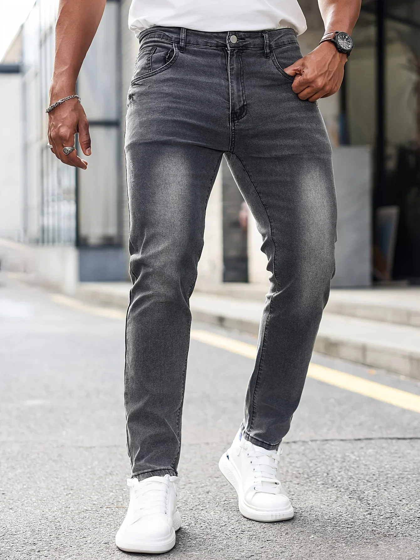 1pc Men'S Slim Fit Stretch Jeans, Vintage Wash Skinny Long Pants, Women'S Denim (Belt Not Included) - Casual Style,
1pc Men'S Slim Fit Stretch Jeans, Vintage Wash Skinny Long Pants, Women'S Denim (Belt Not Included) - Casual Style,
