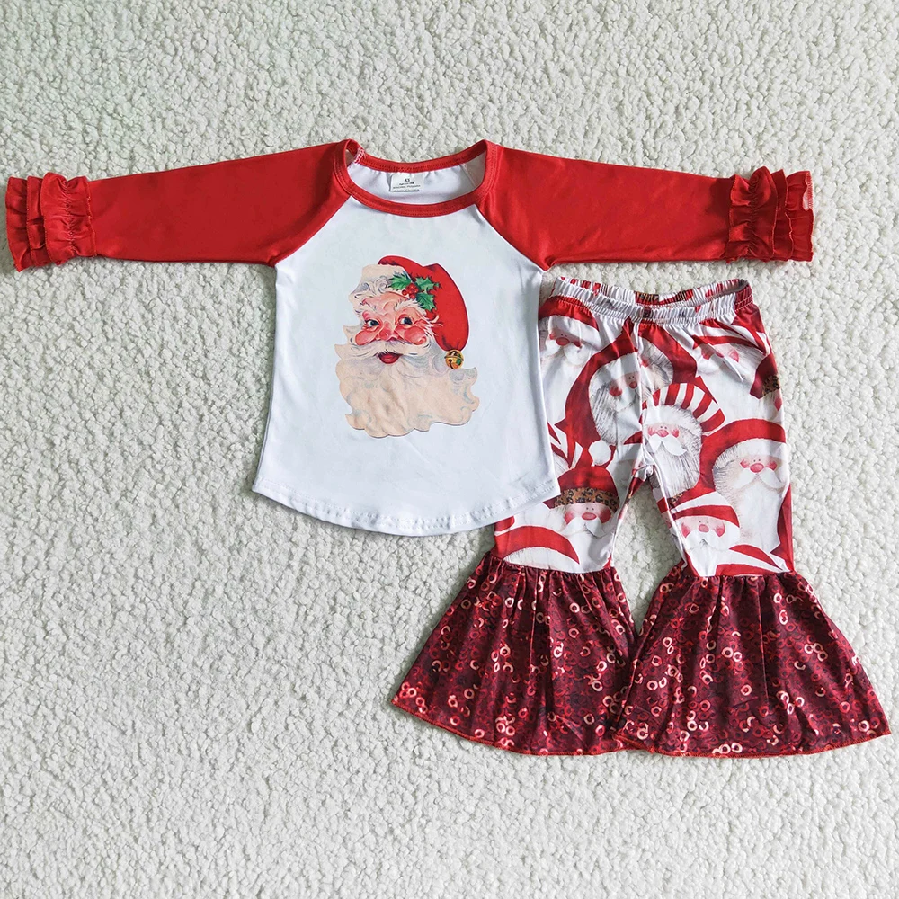 Hot Sale Baby Girl Clothes Set Christmas Santa Claus Print Cute Kids Clothes Girls Sequins Bell Bottom Pants Boutique Outfits
Hot Sale Baby Girl Clothes Set Christmas Santa Claus Print Cute Kids Clothes Girls Sequins Bell Bottom Pants Boutique Outfits