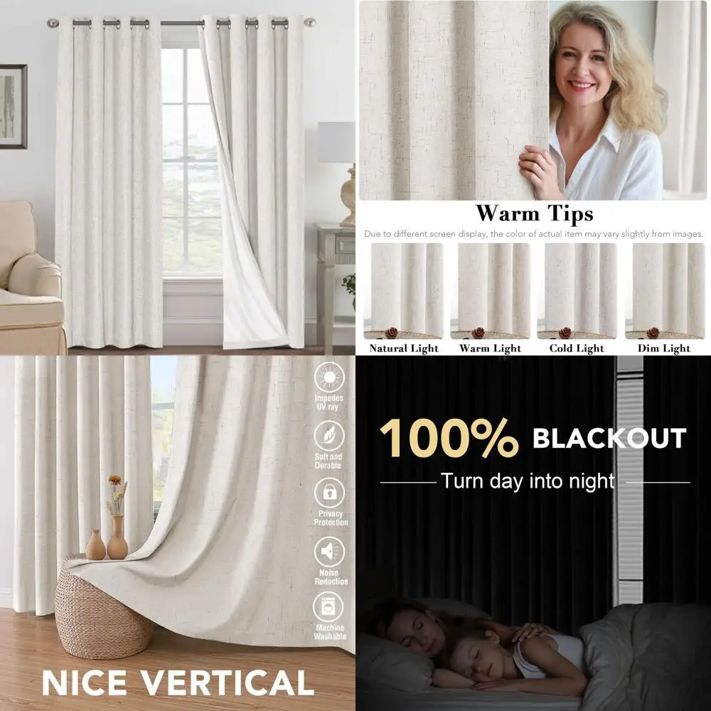Linen-Textured Blackout Curtains, 84 Thermal Insulated, Energy-Efficient with White Liner, 2-Panel Set, Ivory
Linen-Textured Blackout Curtains, 84 Thermal Insulated, Energy-Efficient with White Liner, 2-Panel Set, Ivory