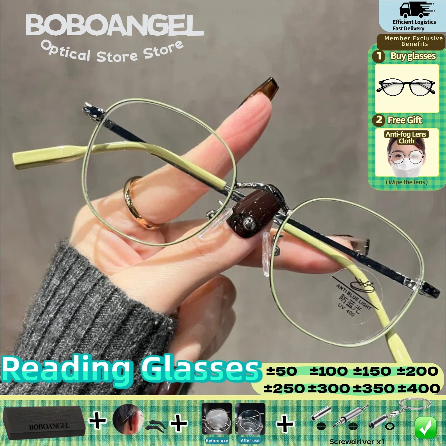 BOBOANGEL Ultra-light retro Frame Metal Myopia Prescription Glasses Luxury Anti Blue Ray Glasses Progressive Reading Glasses
BOBOANGEL Ultra-light retro Frame Metal Myopia Prescription Glasses Luxury Anti Blue Ray Glasses Progressive Reading Glasses