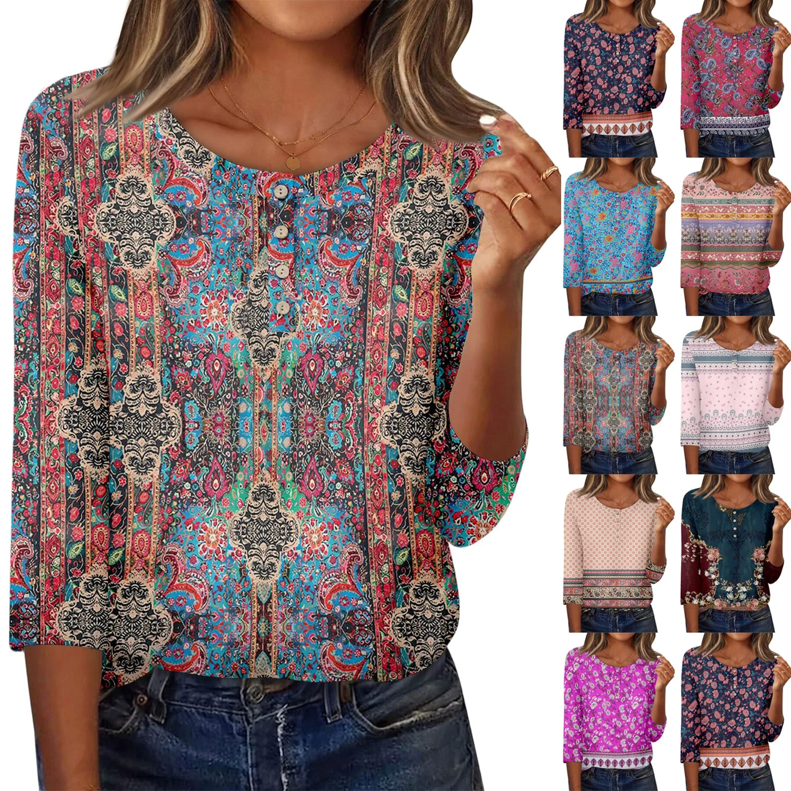 3/4 Sleeve Shirts For Women Button Down Shirt Top For Women Half Button Down Print Graphic Blouse Camiseta Mujer майка женская
3/4 Sleeve Shirts For Women Button Down Shirt Top For Women Half Button Down Print Graphic Blouse Camiseta Mujer майка женская