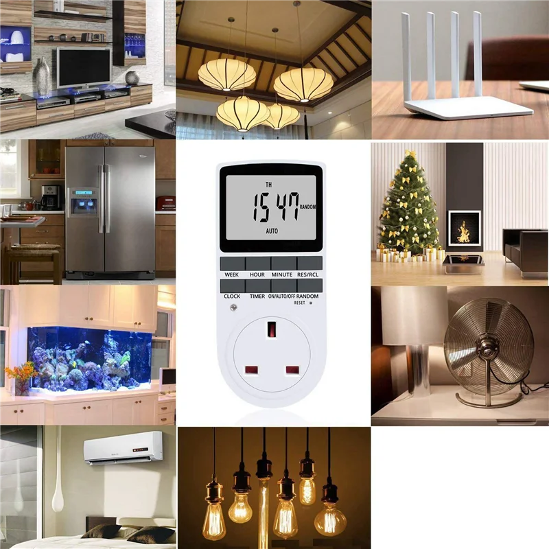 AIAI 4X Uk Plug Digital Timer Plug Socket, Electrical Programmable Plug In Timer Switch For Light, B And More,13A/2900W Max
AIAI 4X Uk Plug Digital Timer Plug Socket, Electrical Programmable Plug In Timer Switch For Light, B And More,13A/2900W Max