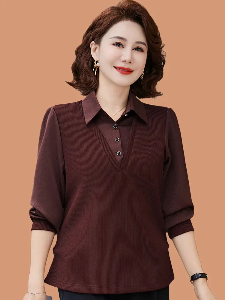 Spring Fashion Long Sleeve Shirt Top for Middle-Aged Women Classic Style Breathable Lightweight Loose Fit Mom Clothes
Spring Fashion Long Sleeve Shirt Top for Middle-Aged Women Classic Style Breathable Lightweight Loose Fit Mom Clothes