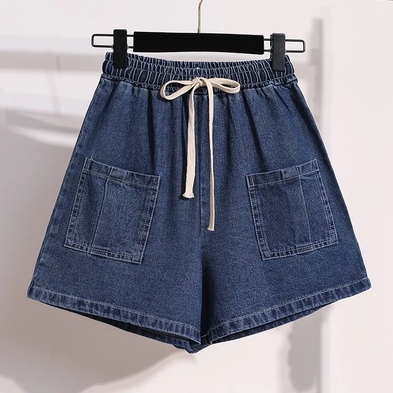 Blue Washed High-waisted Denim Shorts for Women's Summer Multi-pocket Loose and Thin Versatile Drawstring Lace-up Casual Pants
Blue Washed High-waisted Denim Shorts for Women's Summer Multi-pocket Loose and Thin Versatile Drawstring Lace-up Casual Pants