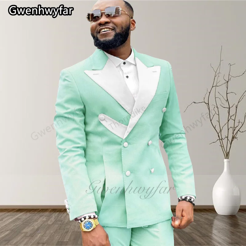 Gwenhwyfar Men's Fashion Blazer Pants Design Mint Green Double Breasted Blazer Tailored Wedding Party Tuxedo 2022
Gwenhwyfar Men's Fashion Blazer Pants Design Mint Green Double Breasted Blazer Tailored Wedding Party Tuxedo 2022
