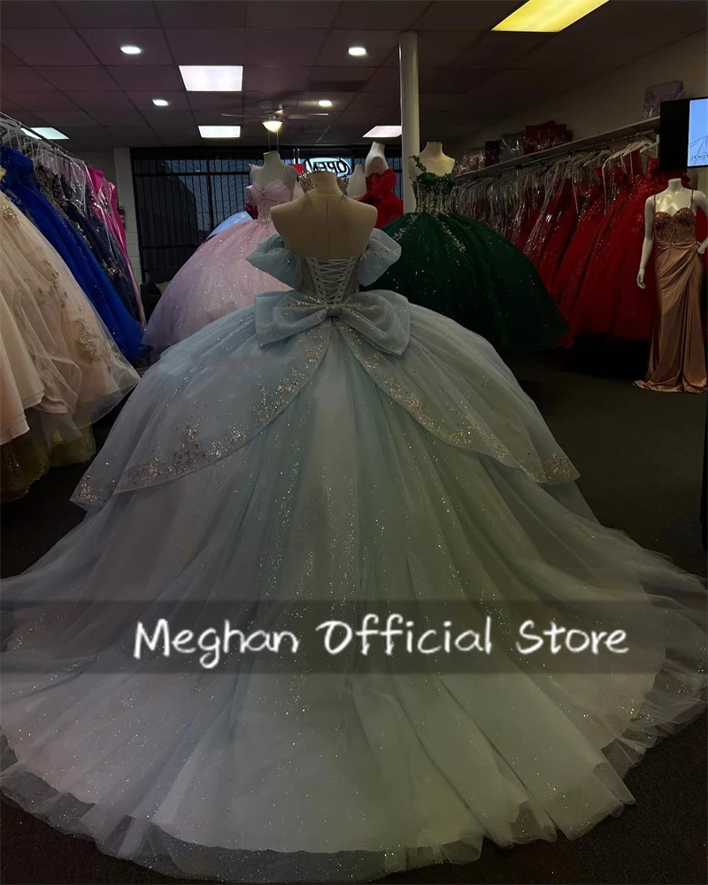 Blue Off Shoulder Bow Quinceanera Dresses Ball Gown Bead Appliques 2025 Birthday Luxury Dress Tiered Graduation Gown Customized
Blue Off Shoulder Bow Quinceanera Dresses Ball Gown Bead Appliques 2025 Birthday Luxury Dress Tiered Graduation Gown Customized