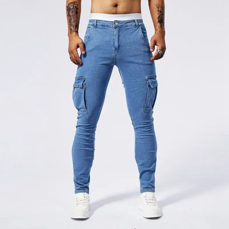 Узкие эластичные джинсы-карго, мужские модные тонкие байкерские джинсовые брюки в стиле хип-хоп с большими карманами, рабочие брюки для бега, уличная одежда
Узкие эластичные джинсы-карго, мужские модные тонкие байкерские джинсовые брюки в стиле хип-хоп с большими карманами, рабочие брюки для бега, уличная одежда