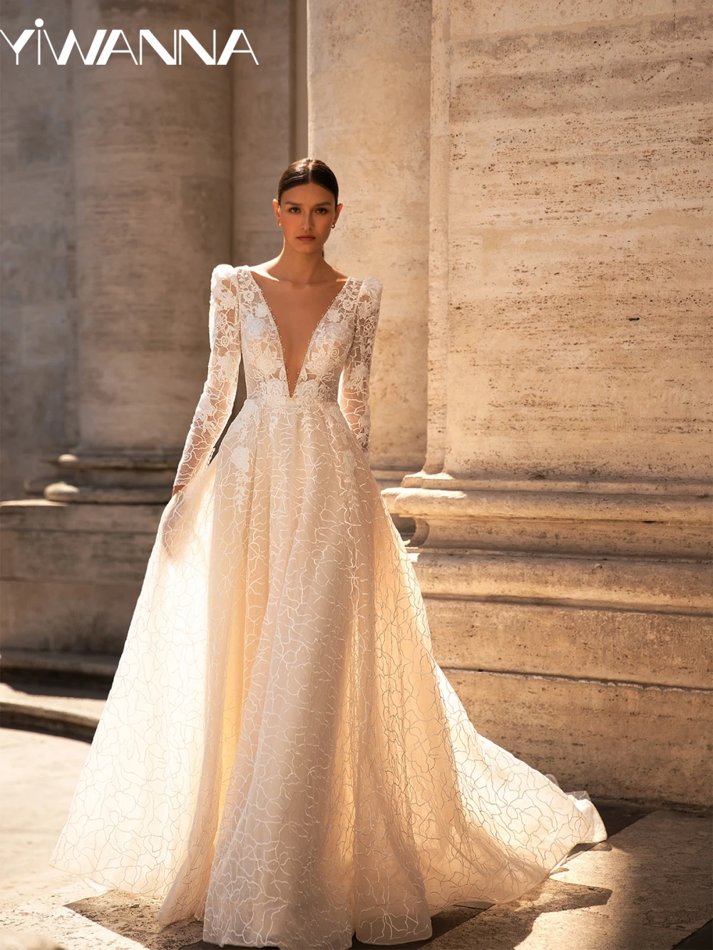 Elegant Lace Appliques Wedding Dress Sexy Deep V-neck Backless Bridal Gown New Customized A-line Long Dresses For Bride
Elegant Lace Appliques Wedding Dress Sexy Deep V-neck Backless Bridal Gown New Customized A-line Long Dresses For Bride
