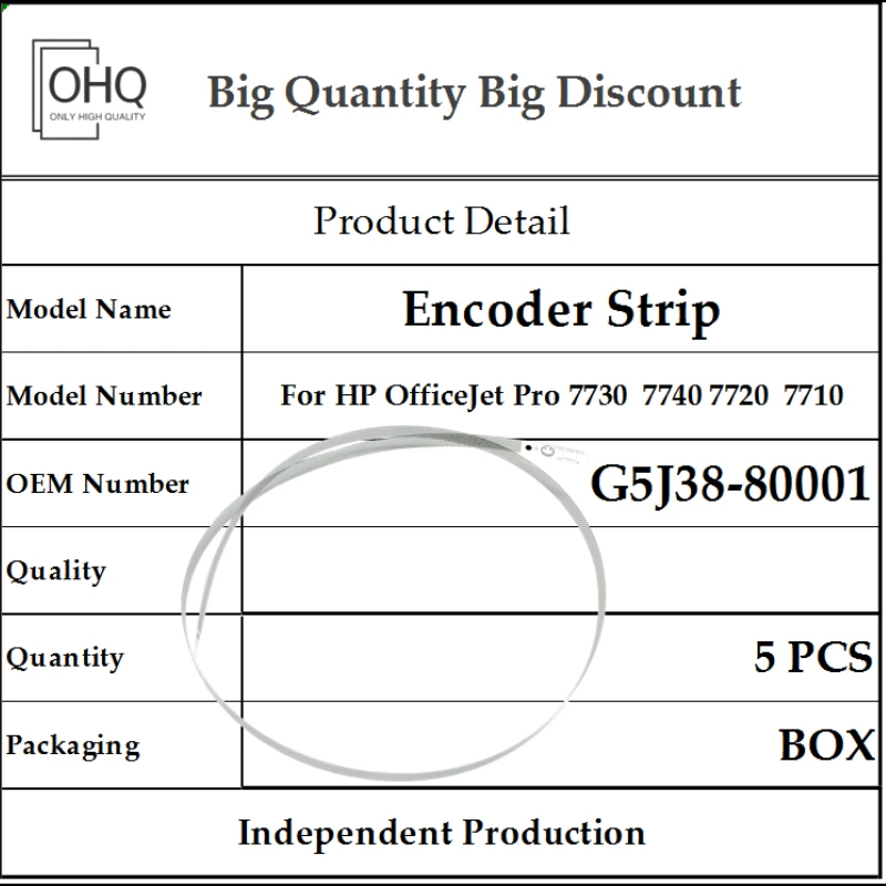 G5J38-80001 Encoder Strip for HP 5PCS OfficeJet Pro 7730 7740 7720 7710 Printer Parts impresora
G5J38-80001 Encoder Strip for HP 5PCS OfficeJet Pro 7730 7740 7720 7710 Printer Parts impresora