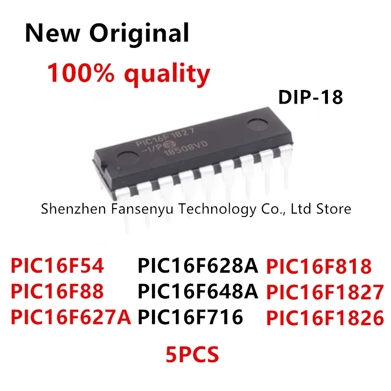 5Pcs PIC16F54 PIC16F88 PIC16F627A PIC16F628A PIC16F648A PIC16F716 PIC16F818 PIC16F1826 PIC16F1827 -I/P DIP-18 IC Chip In Stock
5Pcs PIC16F54 PIC16F88 PIC16F627A PIC16F628A PIC16F648A PIC16F716 PIC16F818 PIC16F1826 PIC16F1827 -I/P DIP-18 IC Chip In Stock