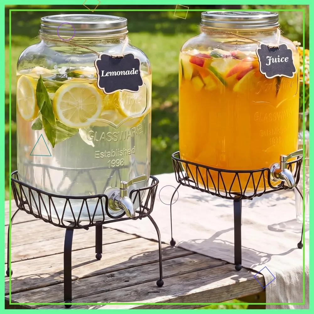 2 Pack 2 Gallon Glass Drink Dispenser with Stand, Stainless Steel Spigot & Chalkboard, Ideal for Parties
2 Pack 2 Gallon Glass Drink Dispenser with Stand, Stainless Steel Spigot & Chalkboard, Ideal for Parties