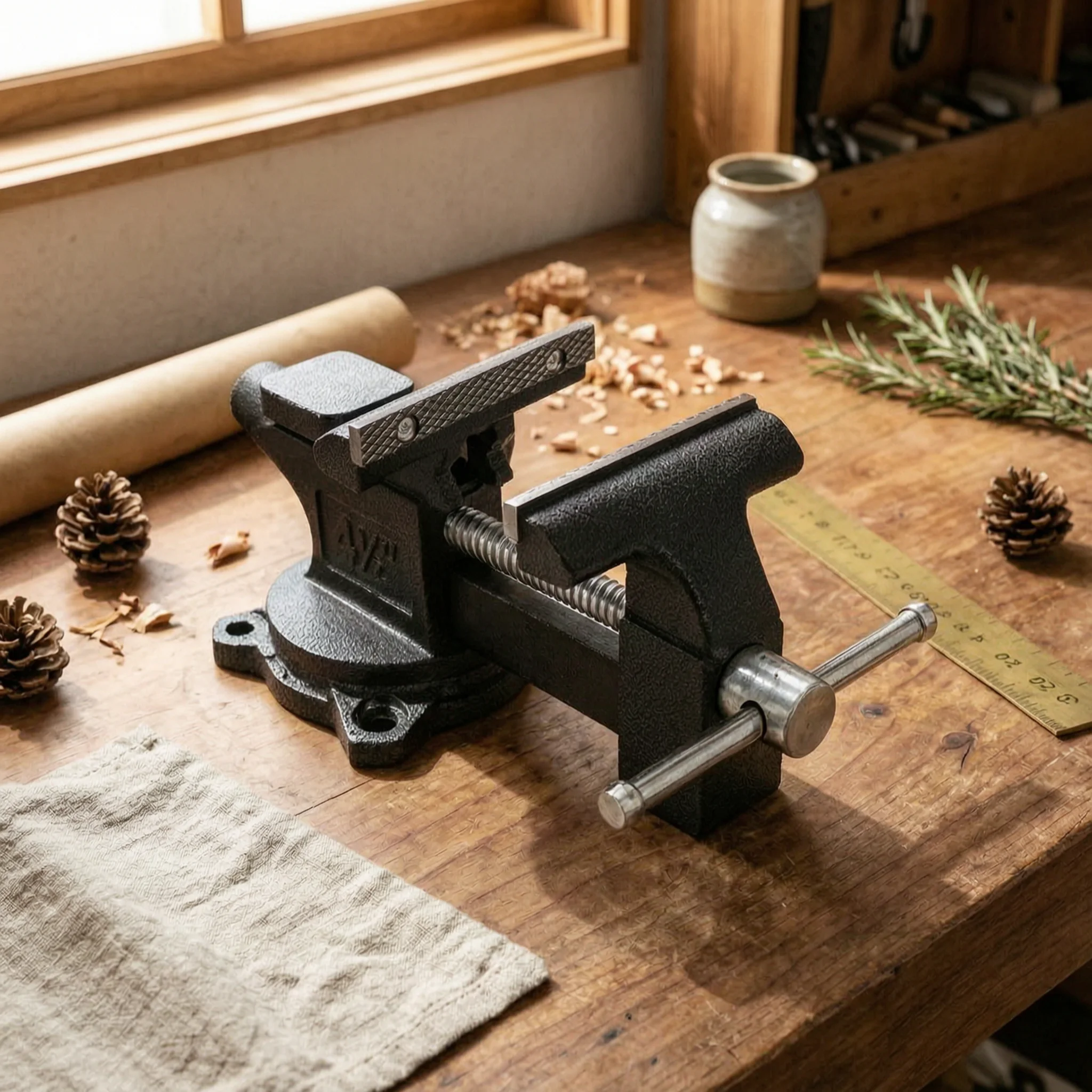 Metal Bench Vise Serrated Gripping Surfaces Workbench Vise Workshop Tool Removable Handle Mountable
Metal Bench Vise Serrated Gripping Surfaces Workbench Vise Workshop Tool Removable Handle Mountable