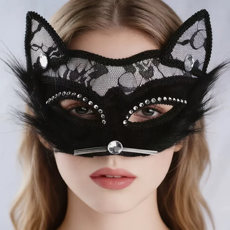 Women Venetian Style Half-Face Mask Sexy Black Cat Eye Lace Cover with Venice Carnival Makeup Halloween Costumes Christmas Party
Women Venetian Style Half-Face Mask Sexy Black Cat Eye Lace Cover with Venice Carnival Makeup Halloween Costumes Christmas Party