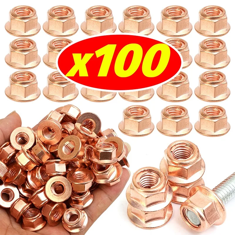 10~100pcs Copper Plated M8 Exhaust Nut High Temperature Self Locking Flange Nuts for E30 325i Manifold Downpipe Studs Repair Kit
10~100pcs Copper Plated M8 Exhaust Nut High Temperature Self Locking Flange Nuts for E30 325i Manifold Downpipe Studs Repair Kit