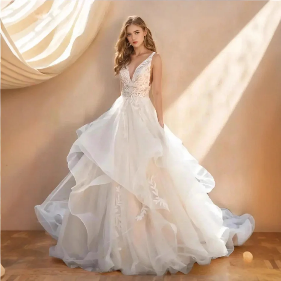 Elegant Wedding Dress Forest Series 2026 New Bridal Simple Deep V-neck Small Tail Soft Yarn
Elegant Wedding Dress Forest Series 2026 New Bridal Simple Deep V-neck Small Tail Soft Yarn